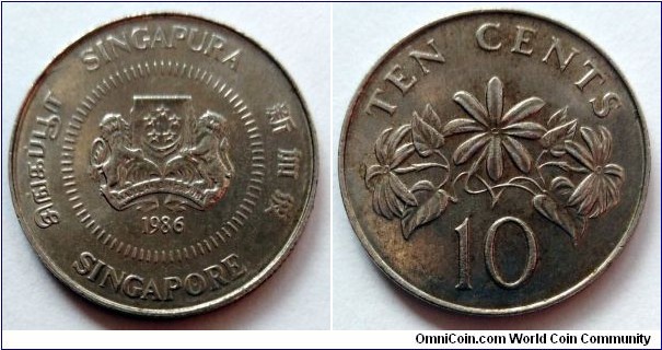Singapore 10 cents.
1986