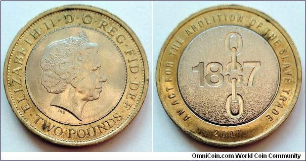 2 pounds. 2007, Bicentenary of the Abolition of the Slave Trade.