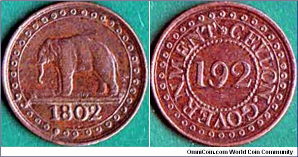 Ceylon 1802 1/192 Rixdollar.