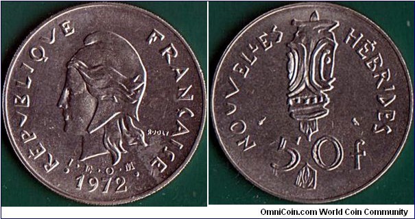 New Hebrides 1972 50 Francs.

Type coin.