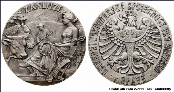 Medal - Economic award, Czech Silesia. Opava. 