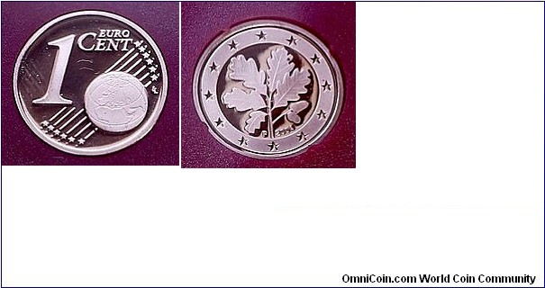 1 Euro cent 2004 F - Stuttgart. Proof.
