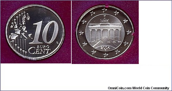 10 Euro cents 2004 F - Stuttgart. Proof.