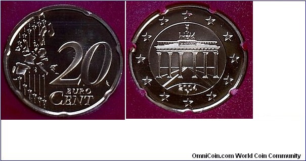 20 Euro cents 2004 F - Stuttgart. Proof.