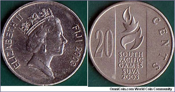 Fiji 2003 20 Cents.

South Pacific Games.