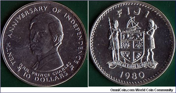 Fiji 1980 10 Dollars.

10 Years of Independence.