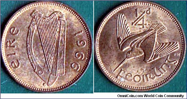 Ireland 1966 1 Farthing.

Last year for the 1 Farthing.