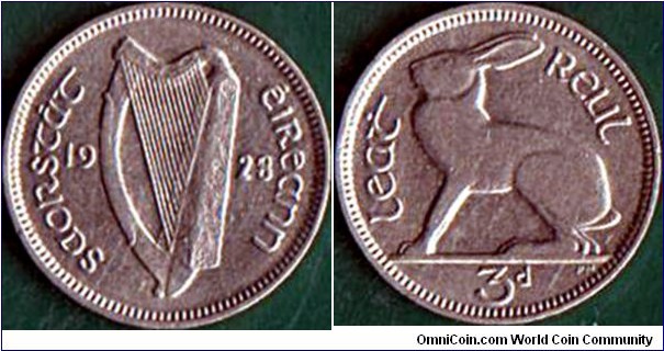 Ireland 1928 3 Pence.