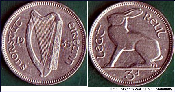 Ireland 1935 3 Pence.