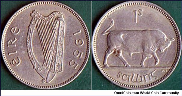 Ireland 1955 1 Shilling.