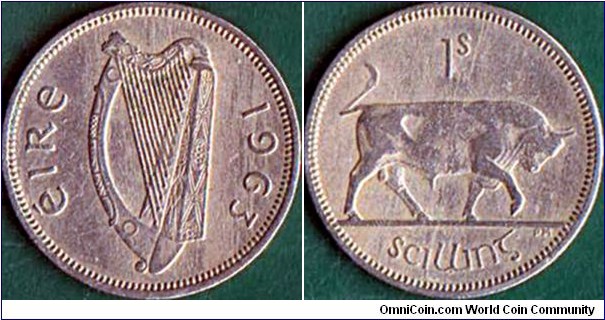 Ireland 1963 1 Shilling.