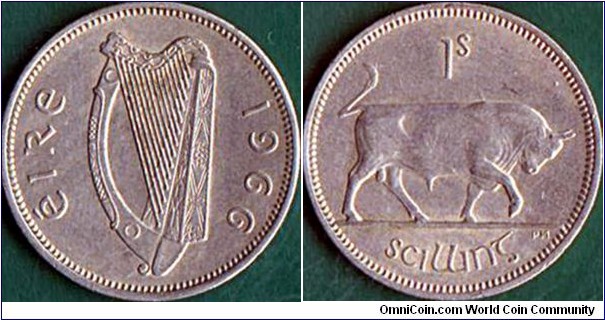 Ireland 1966 1 Shilling.