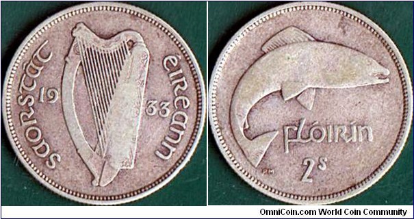 Ireland 1933 1 Florin (2 Shillings).