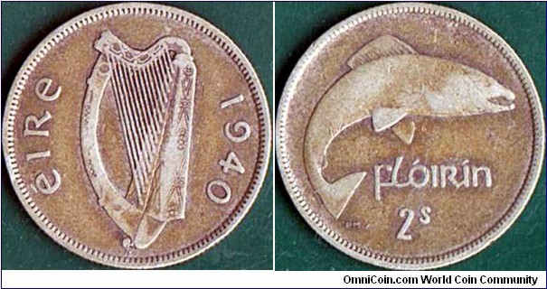 Ireland 1940 1 Florin (2 Shillings).