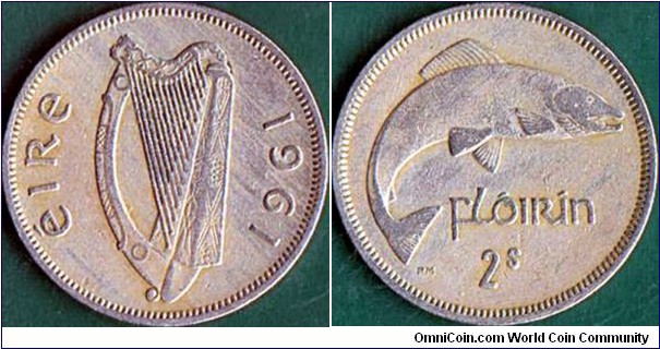 Ireland 1961 1 Florin (2 Shillings).