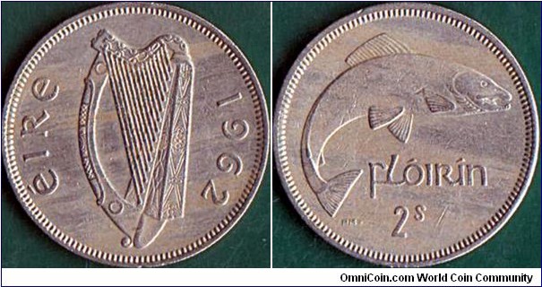Ireland 1962 1 Florin (2 Shillings).