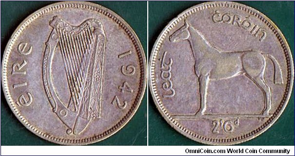 Ireland 1942 1/2 Crown.