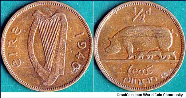 Ireland 1940 1/2 Penny.