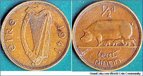 Ireland 1941 1/2 Penny.