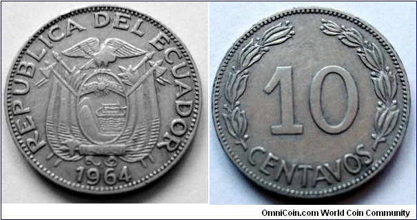 Ecuador 10 centavos.
1964 (II)
