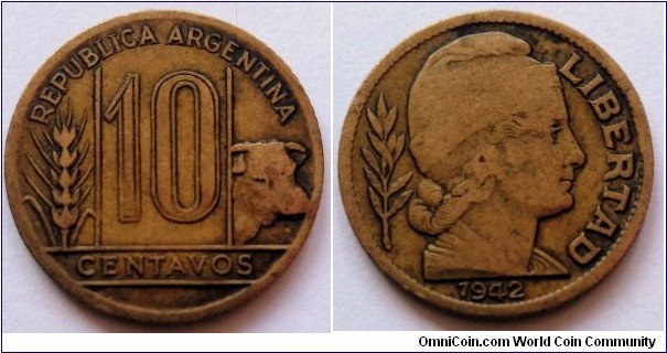 Argentina 10 centavos.
1942