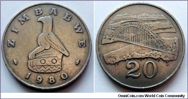 Zimbabwe 20 cents.
1980