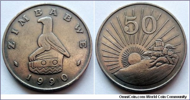 Zimbabwe 50 cents.
1990