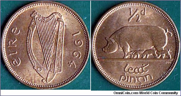 Ireland 1964 1/2 Penny.
