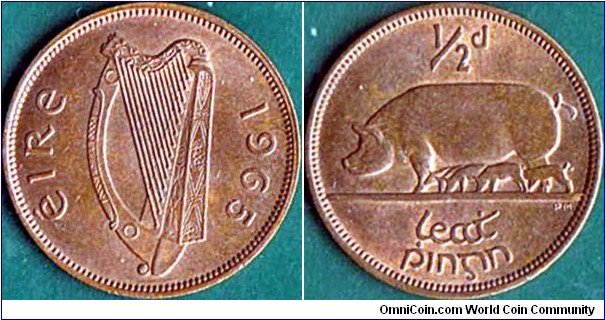 Ireland 1965 1/2 Penny.