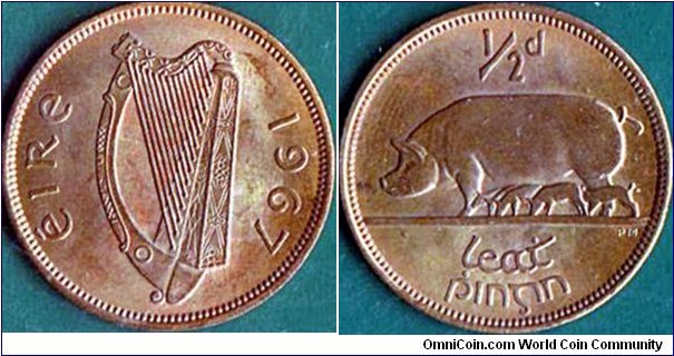 Ireland 1967 1/2 Penny.