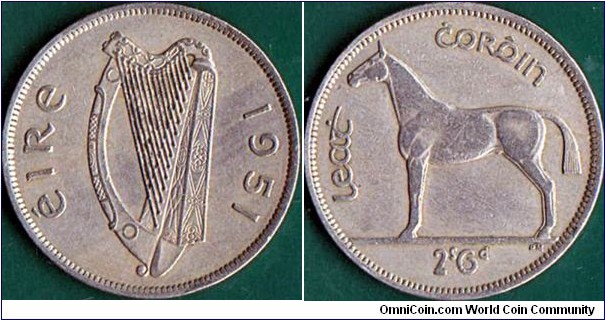 Ireland 1951 1/2 Crown.