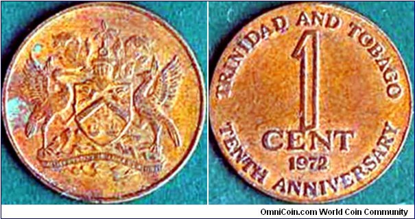 Trinidad & Tobago 1972 1 Cent.

10 Years of Independence.