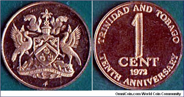 Trinidad & Tobago 1972 FM 1 Cent.

10 Years of Independence.