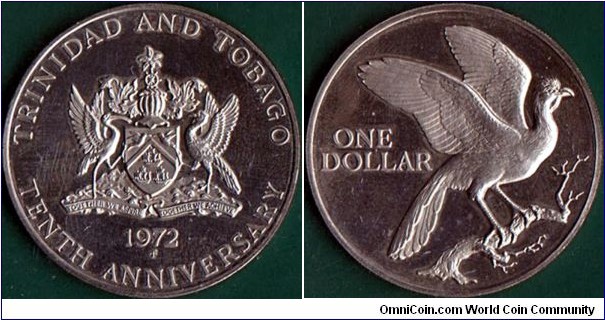 Trinidad & Tobago 1972 FM 1 Dollar.

10 Years of Independence.