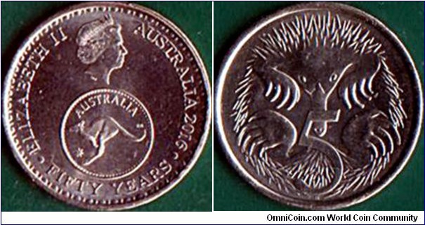 Australia 2016 5 Cents.

50 Years of Decimal Currency in Australia.