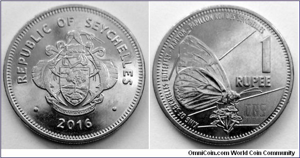Seychelles 1 rupee.
2016