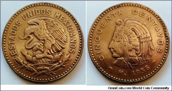 Mexico 50 centavos.
1956