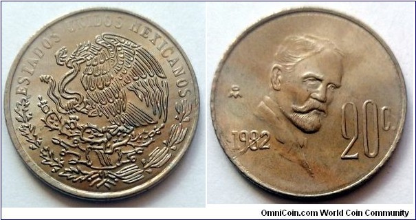 Mexico 20 centavos.
1982