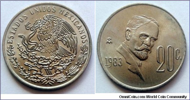 Mexico 20 centavos.
1983