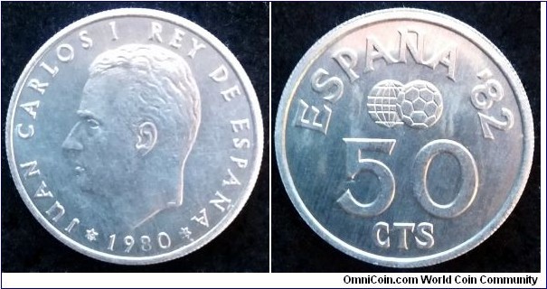 Spain 50 centimos.
1980 (1980) 1982 FIFA World Cup