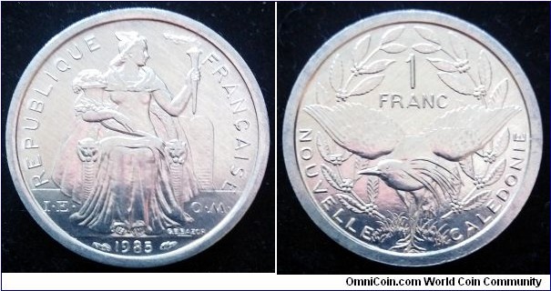 New Caledonia 1 franc.
1985 (I.E.O.M.)