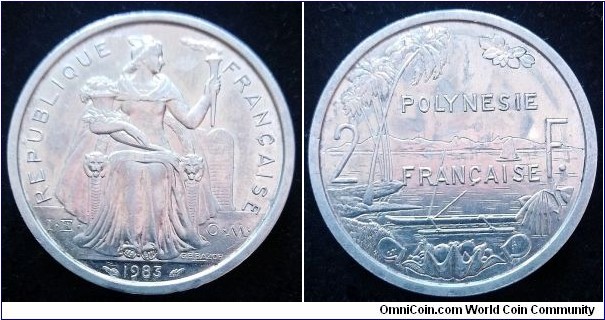 French Polynesia 2 francs. 1983 (I.E.O.M.)