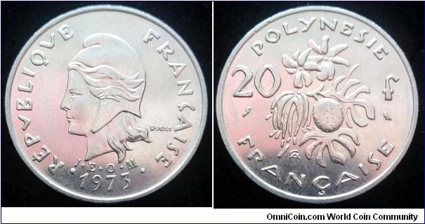 French Polynesia 20 francs. 1973 (I.E.O.M.)