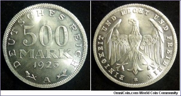 Germany (Weimar Republic) 500 mark. 1923 A
