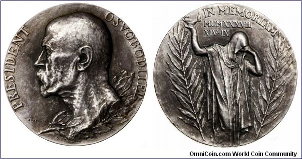 Czechoslovak medal - Death of president Masaryk.