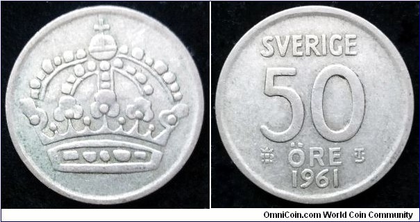 Sweden 50 ore.
1961 TS, Ag 400.