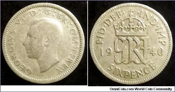 6 pence. 1940, Ag 500.
