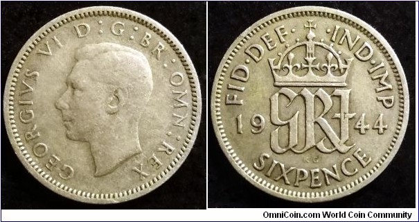 6 pence. 1944, Ag 500 (II)