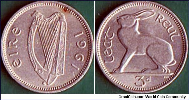 Ireland 1961 3 Pence.