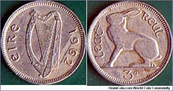 Ireland 1962 3 Pence.